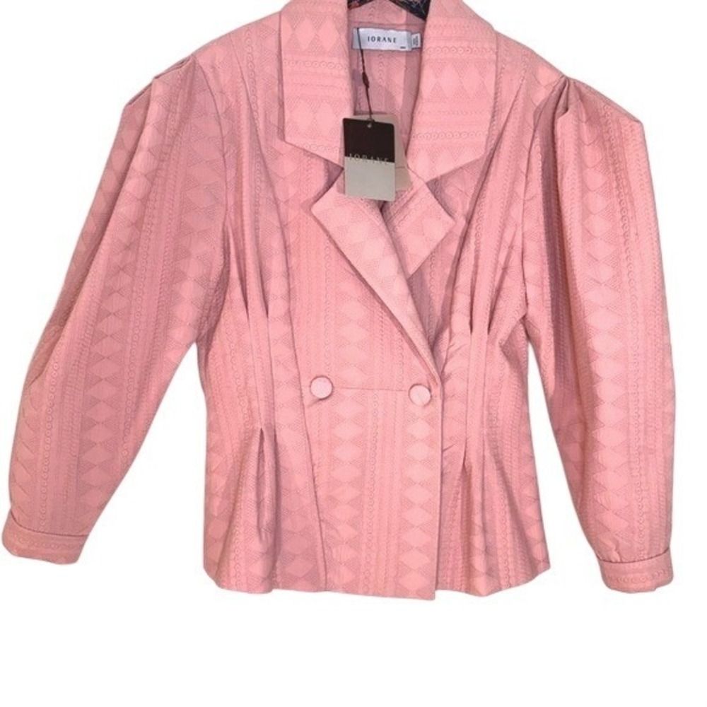 NWT IORANE RARE Luxury Cotton Tailored Blazer Dusty‎ Pink Double Breasted Size M